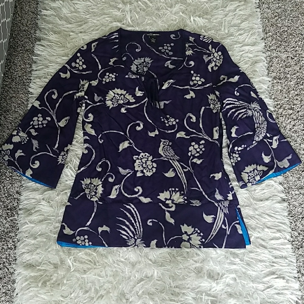 ❤ Lucky brand fun print boho top ❤